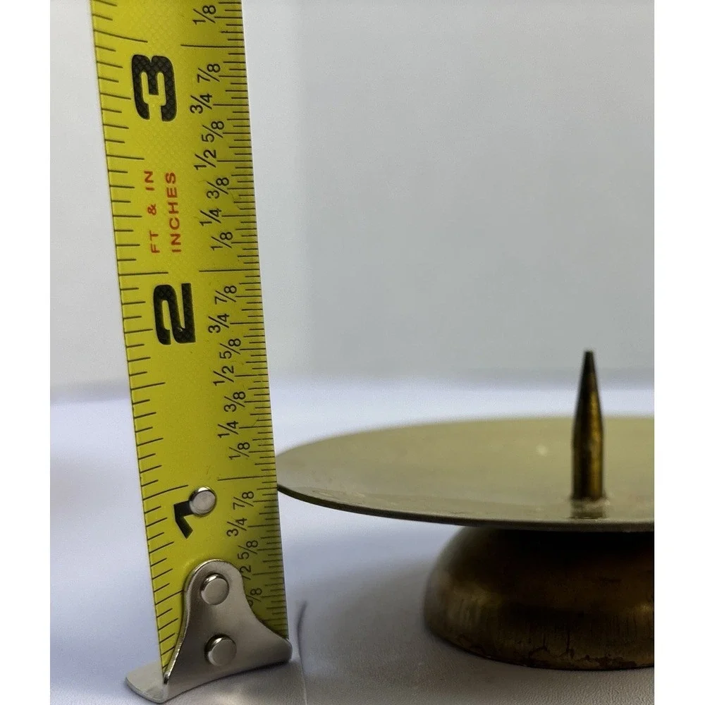 Pair Of Vtg Solid Brass Pillar Candle Holder 1